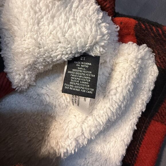NWT Urban Republic Toddler Boys 2T Red Black Plaid Sherpa Lined Hooded Coat - Picture 7 of 15